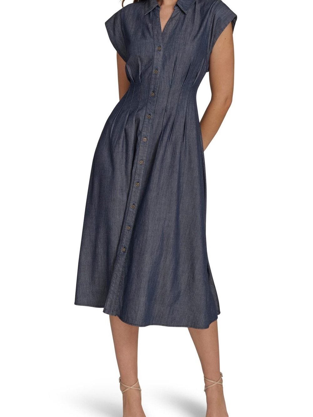 Tommy Hilfiger Dark Blue Button-Front Midi Dress